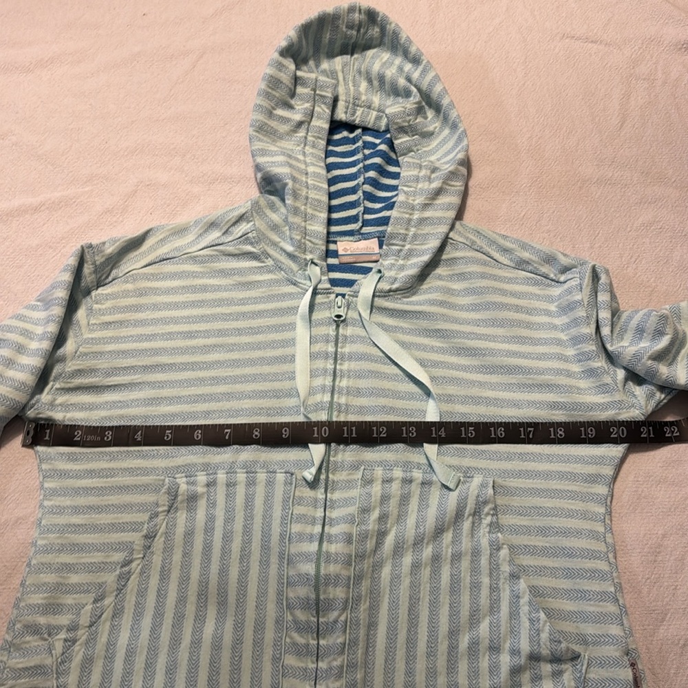 Colombia Women's Medium Blue Striped Melody Spring Full Zip Hoodie - Picture 3 of 9